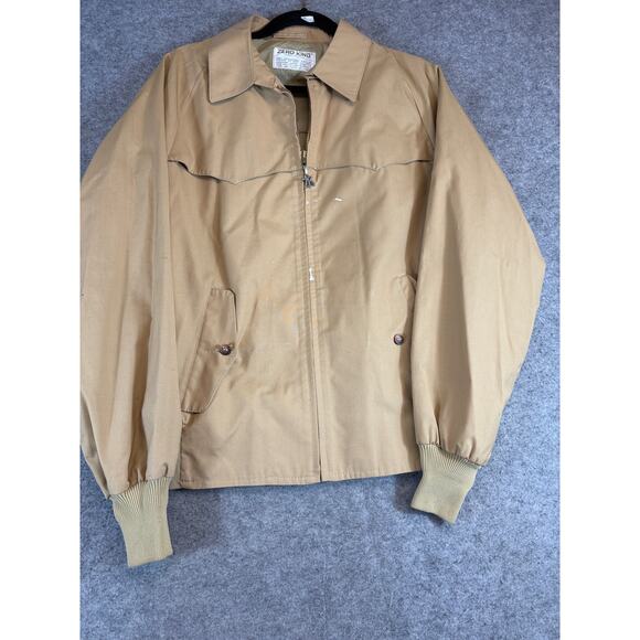 VINTAGE 70s Zero King Swing Jacket Men Size 40 Tan Full Zip USA Workwear Outdoor - Picture 4 of 7